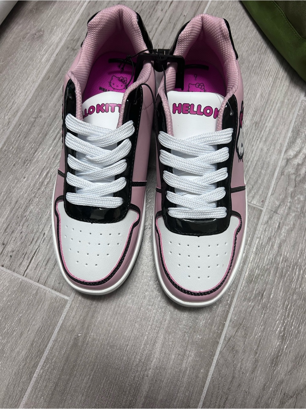 Hello Kitty White, Pink & Black Lace-Up Sneakers